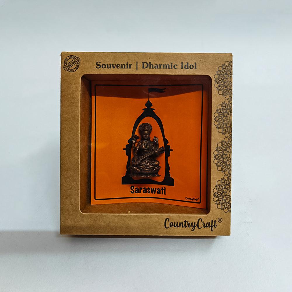 Copper Saraswati Idol Miniature