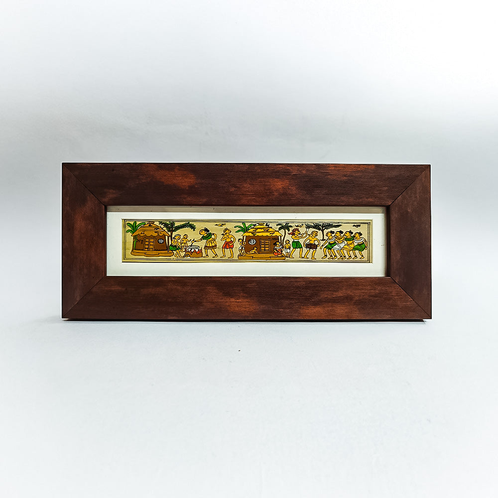 Tadapatra Village Scene Frame (Pattachitra Art)