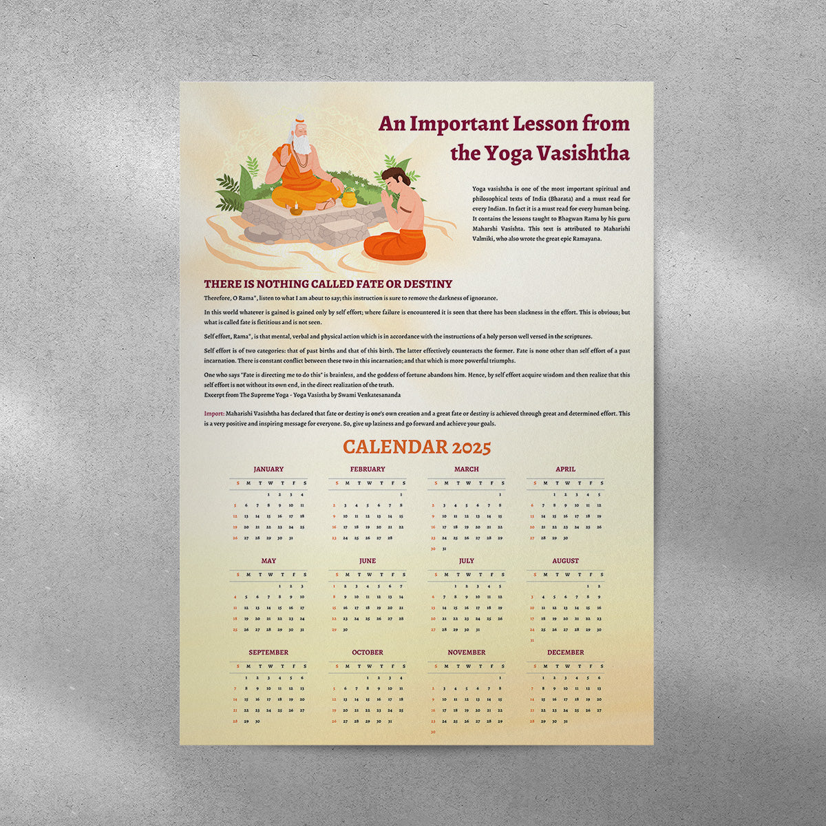 Yoga Vasishtha Wall Calendar