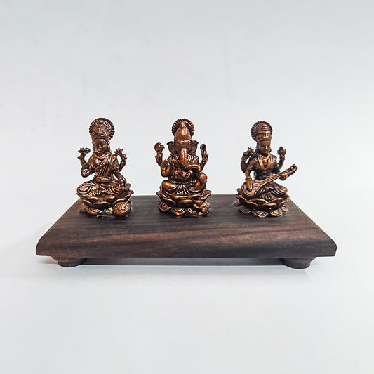 Copper Set -  Lakshmi, ganesha and Saraswathi