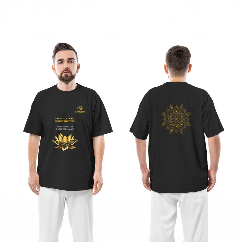 Men Lotus Printed Round Neck Pure Cotton T-Shirt