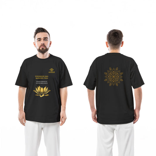 Men Lotus Printed Round Neck Pure Cotton T-Shirt